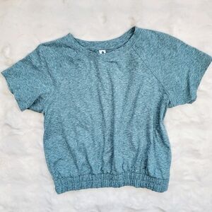 ✨3/$12 Velocity Heathered Teal Banded Crop Top size Small